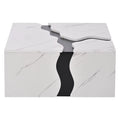 Table Basse Design Géométrique Effet Marbre Blanc