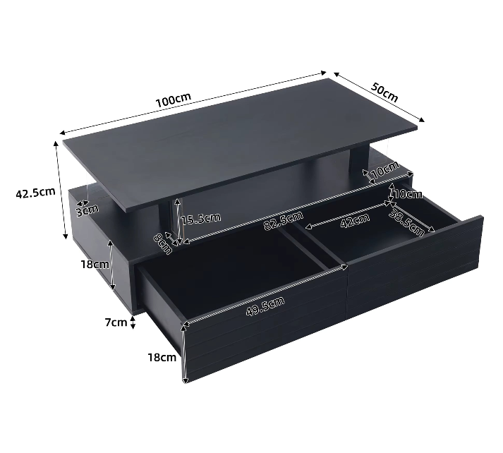 Table basse LED avec rangement