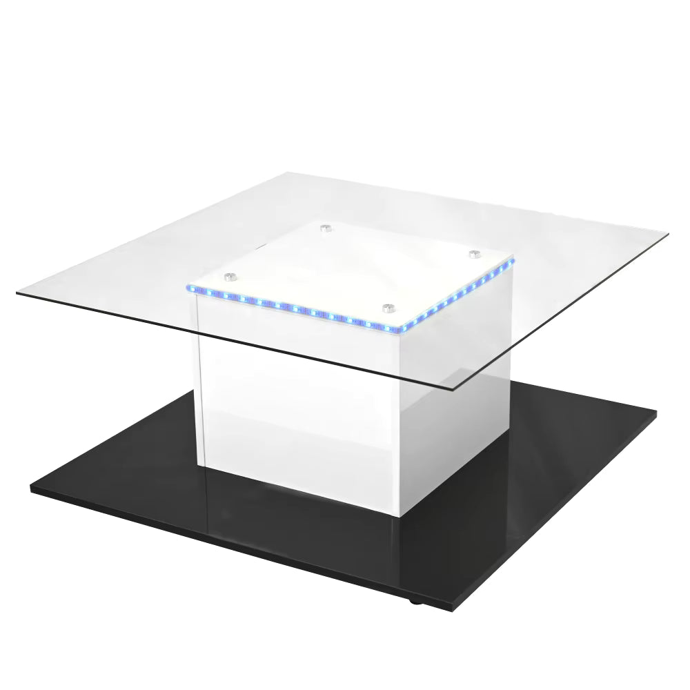 Table Basse Moderne en Verre Brillant