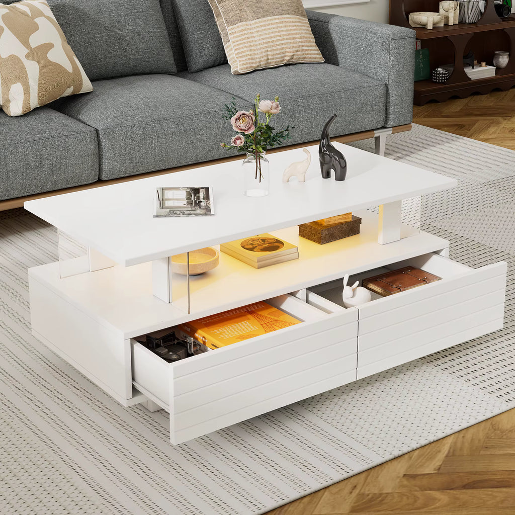 Table basse LED avec rangement