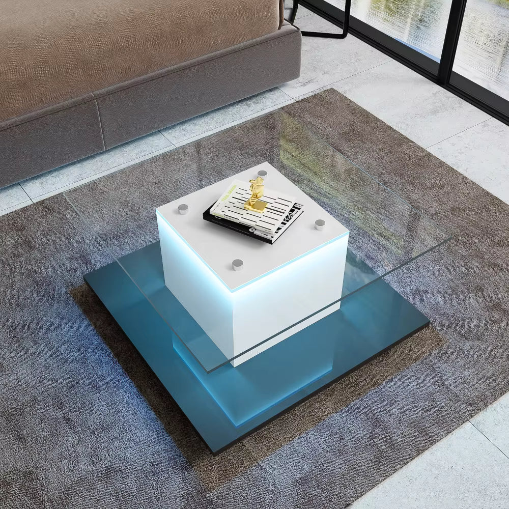 Table Basse Moderne en Verre Brillant