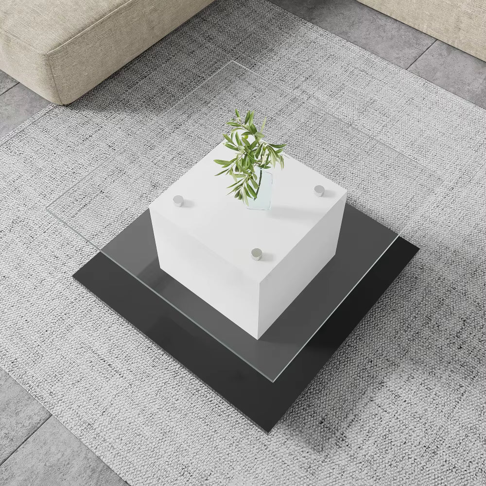 Table Basse Moderne en Verre Brillant