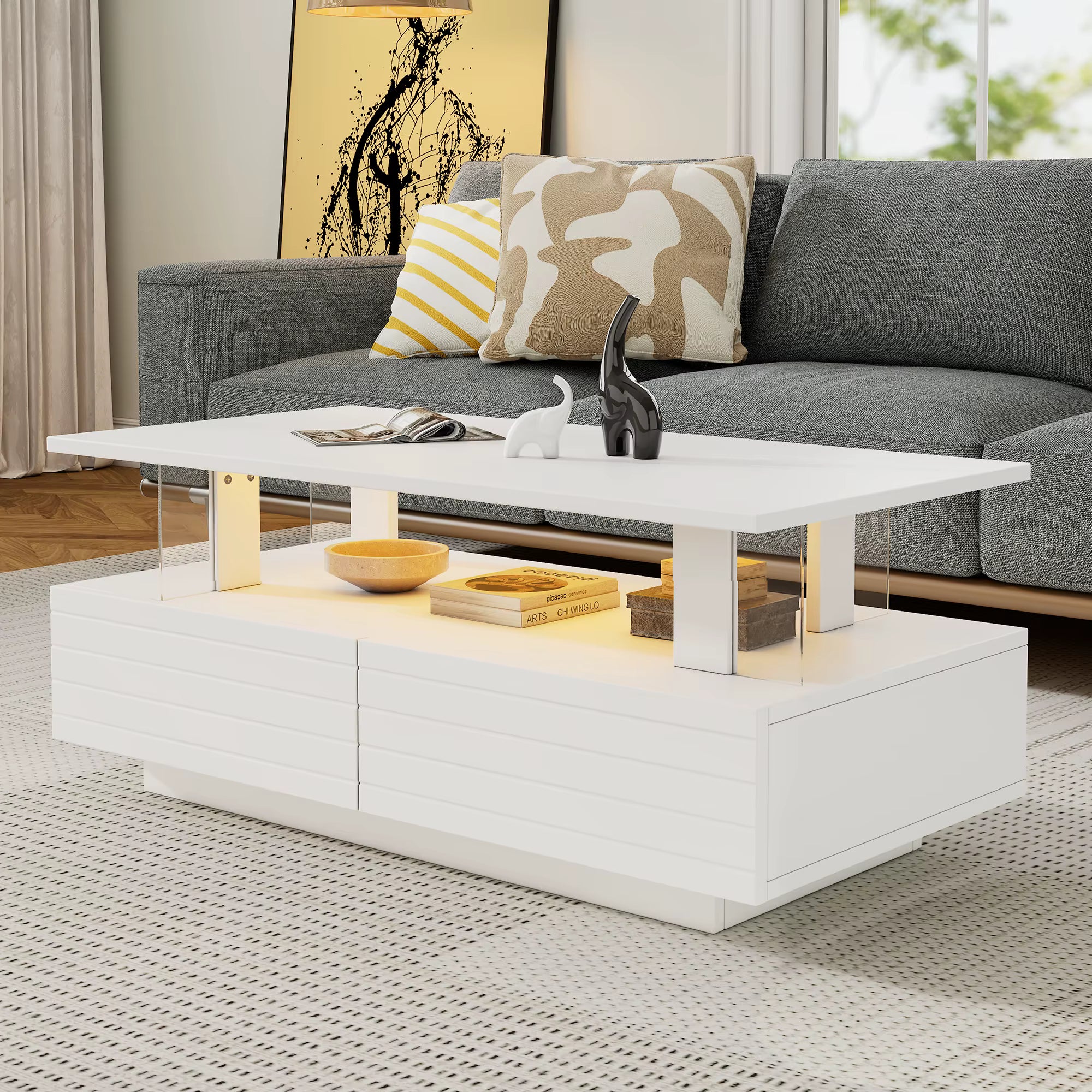 Table basse LED avec rangement