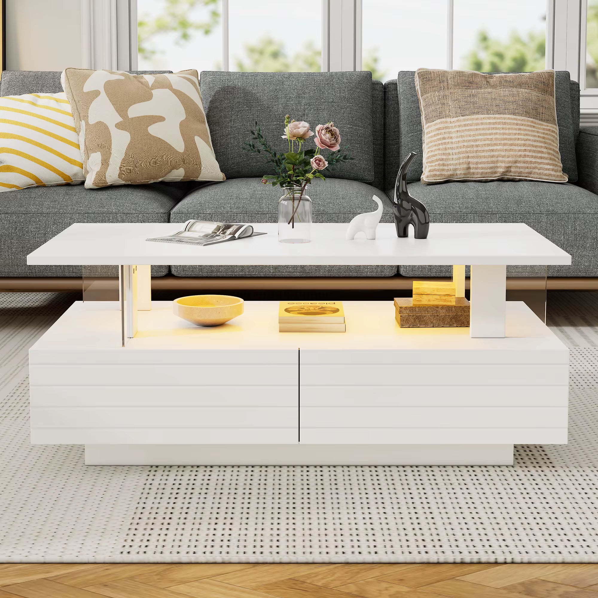 Table basse LED avec rangement
